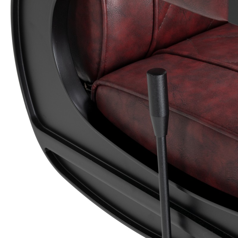 Fotel barberski Hair System BM88066B bordowy na czarnej podstawie