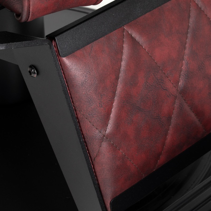 Fotel barberski Hair System BM88066B bordowy na czarnej podstawie