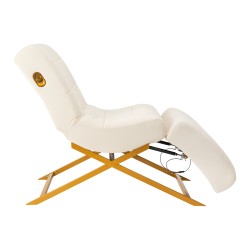 Fotel zabiegowy do rzęs Sillon Umbra biały welur ze złotą podstawą