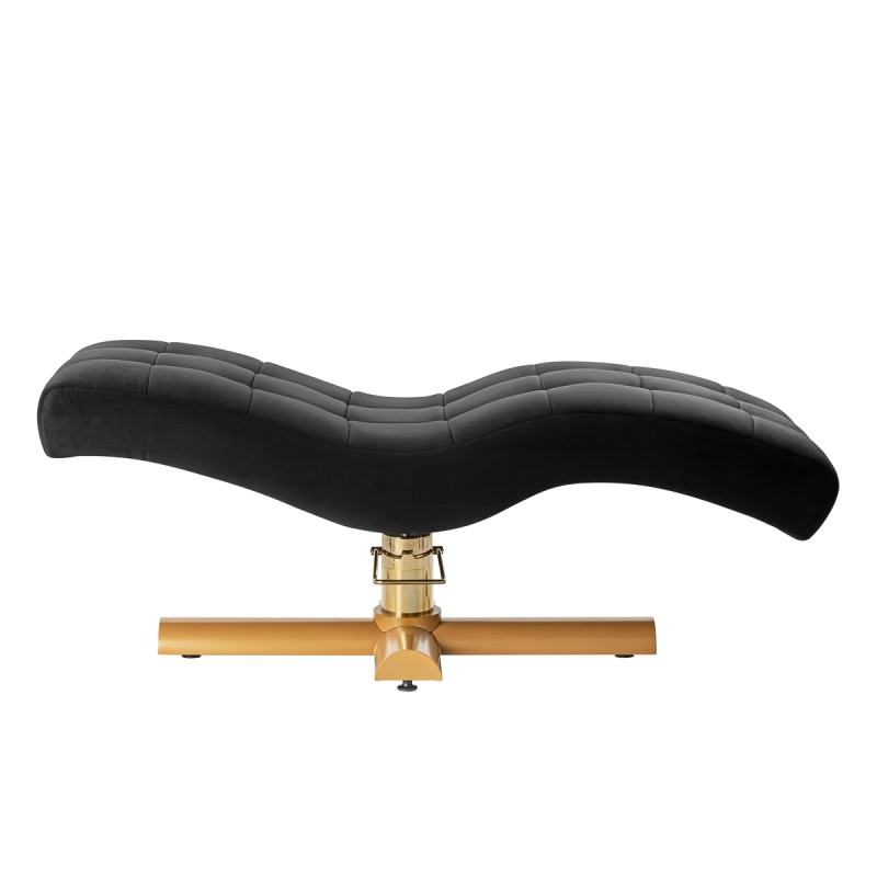 Fotel zabiegowy do rzęs Sillon Corona czarny welur ze złotą podstawą