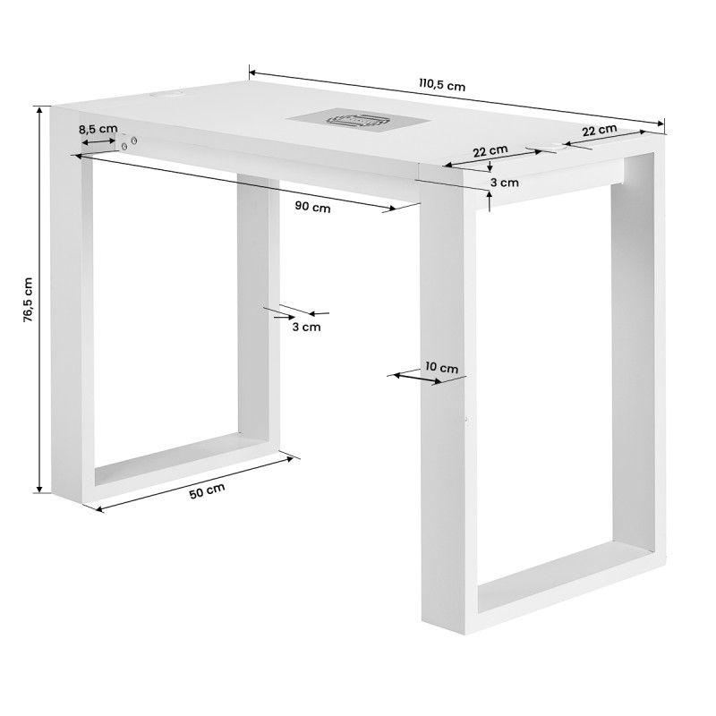 Biurko kosmetyczne G031 z pochłaniaczem Momo professional J-02 białe