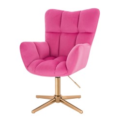 Fotel Hr650Cross Malinowy Welur Złota Podstawa | Luksus