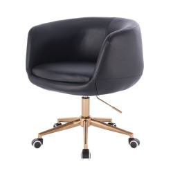 Fotel Hr333K Czarny Złota Podstawa | Ekoskóra Solidny