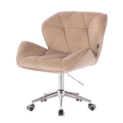 Hoker barowy PetyrK Latte welur chromowana podstawa -Fotele Welurowe- 