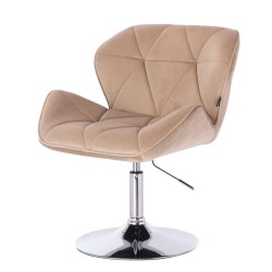 Hoker Petyr N welur latte chromowana podstawa -Fotele Welurowe- 