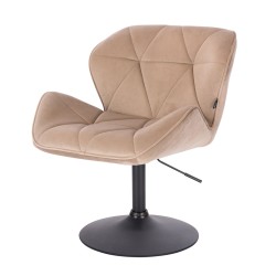 Hoker obrotowy PetyrN | welur latte czarna podstawa -Fotele Welurowe- 