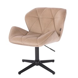 Hoker obrotowy PetyrCross Latte welur czarna podstawa -Fotele Welurowe- 