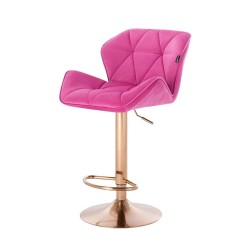 Fotel Hr111W Malinowy Welur Złota Podstawa | Luksusowy