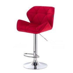 Hoker obrotowy PetyrW czerwony welur -Hokery barowe- 