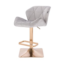 Fotel Petyr Kw Stalowy Welur Złota Podstawa