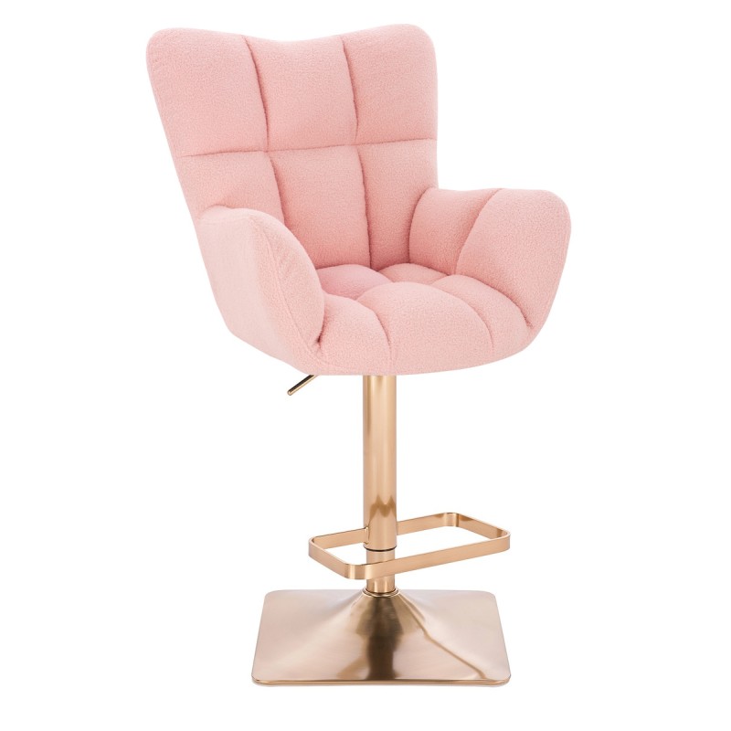 Fotel Hr650Kw Pudrowy Róż Baranek Złota Podstawa