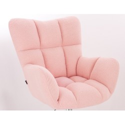 Fotel Hr650Kw Pudrowy Róż Baranek Złota Podstawa