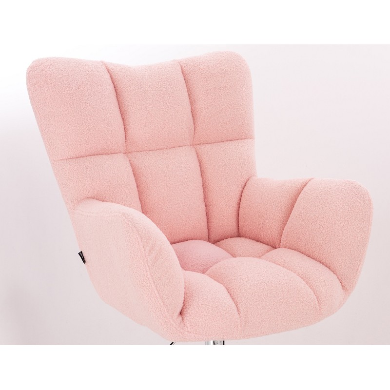 Fotel Hr650Kw Pudrowy Róż Baranek Złota Podstawa