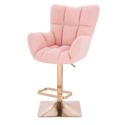 Fotel Pedro Kw|Baranek pudrowy róż, złota podstawa-Top