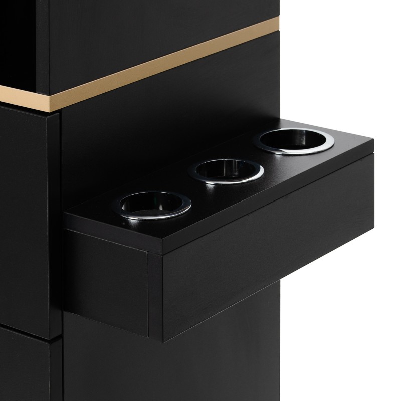 Stacja fryzjerska Labor Gabbiano TOTEM czarna ze złotym okuciem