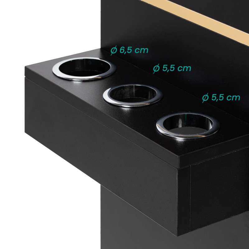 Stacja fryzjerska Labor Gabbiano TOTEM czarna ze złotym okuciem