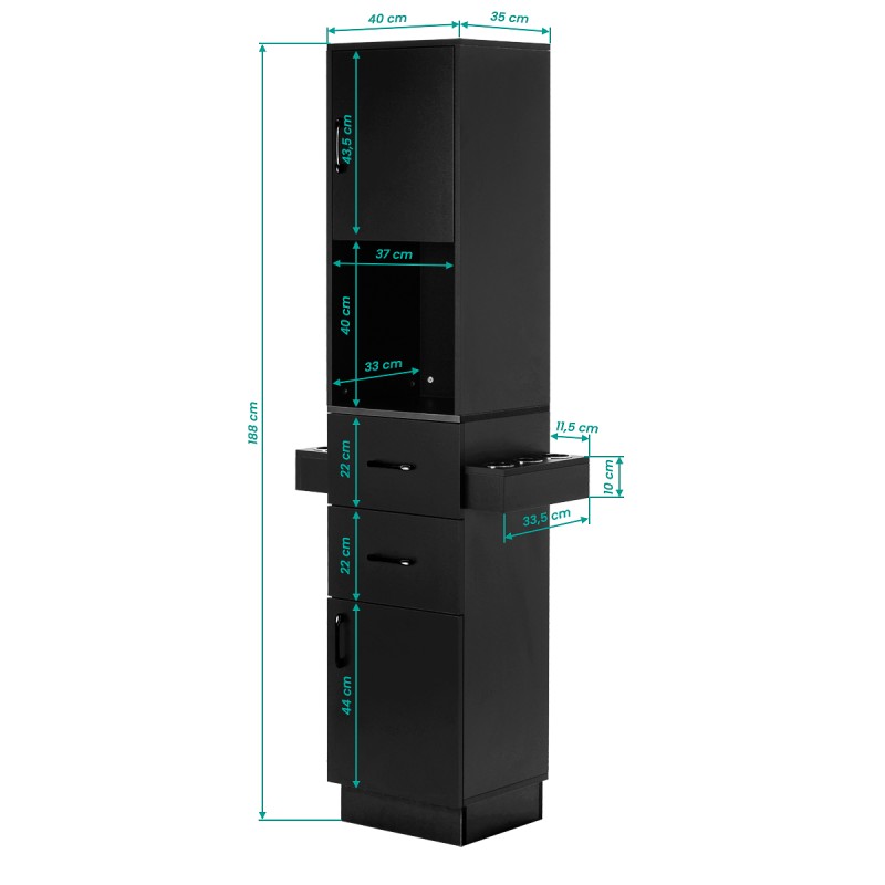 Stacja fryzjerska Labor Gabbiano TOTEM czarna z czarnym okuciem