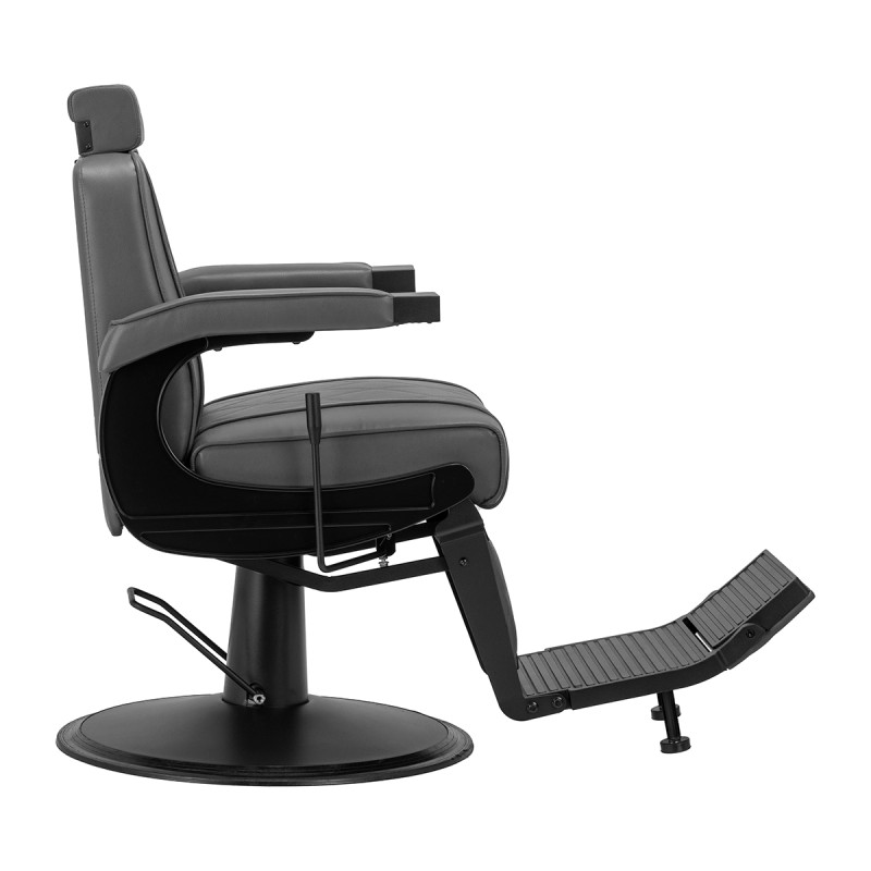 Fotel barberski Hair System BM88066B szary na czarnej podstawie