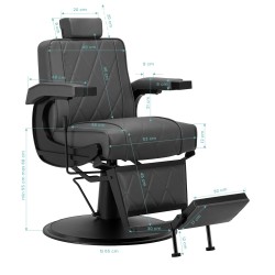 Fotel barberski Hair System BM88066B szary na czarnej podstawie