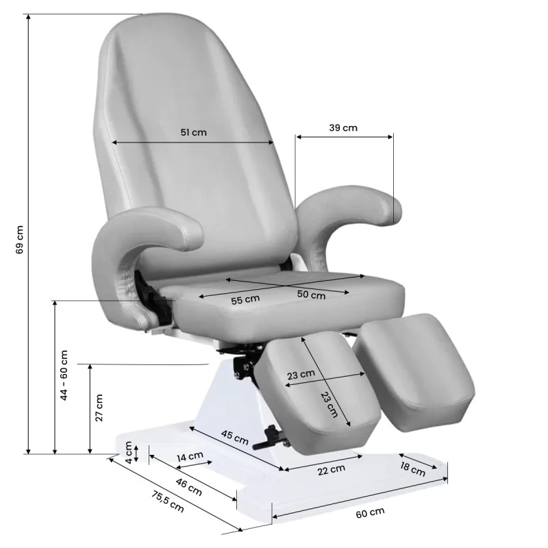 Fotel podologiczny hydrauliczny 112 szary