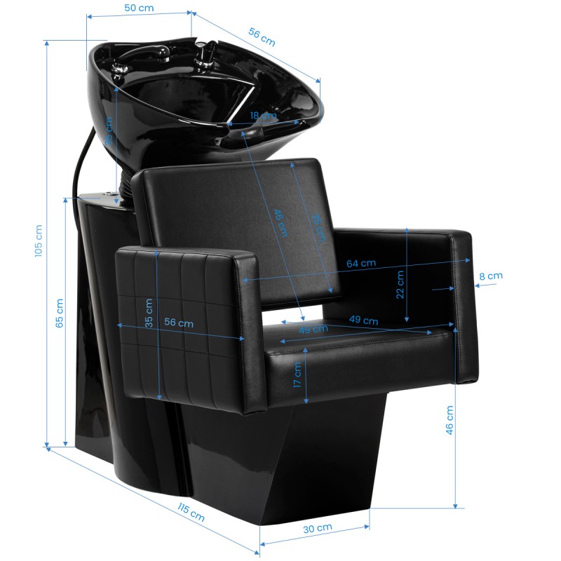 Myjnia fryzjerska Gabbiano Ankara czarna z czarną misą
