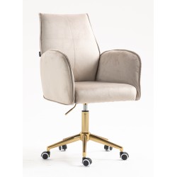 Fotel Hr280K Latte Welur Złota Podstawa