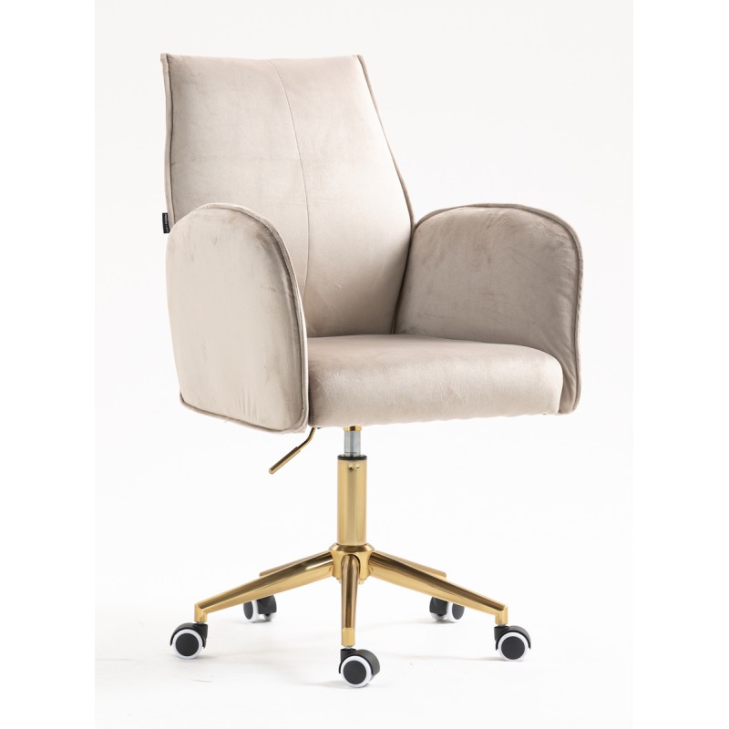 Fotel Hr280K Latte Welur Złota Podstawa