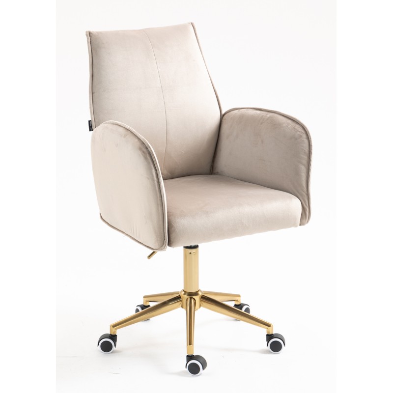 Fotel Hr280K Latte Welur Złota Podstawa