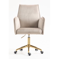 Fotel Hr280K Latte Welur Złota Podstawa