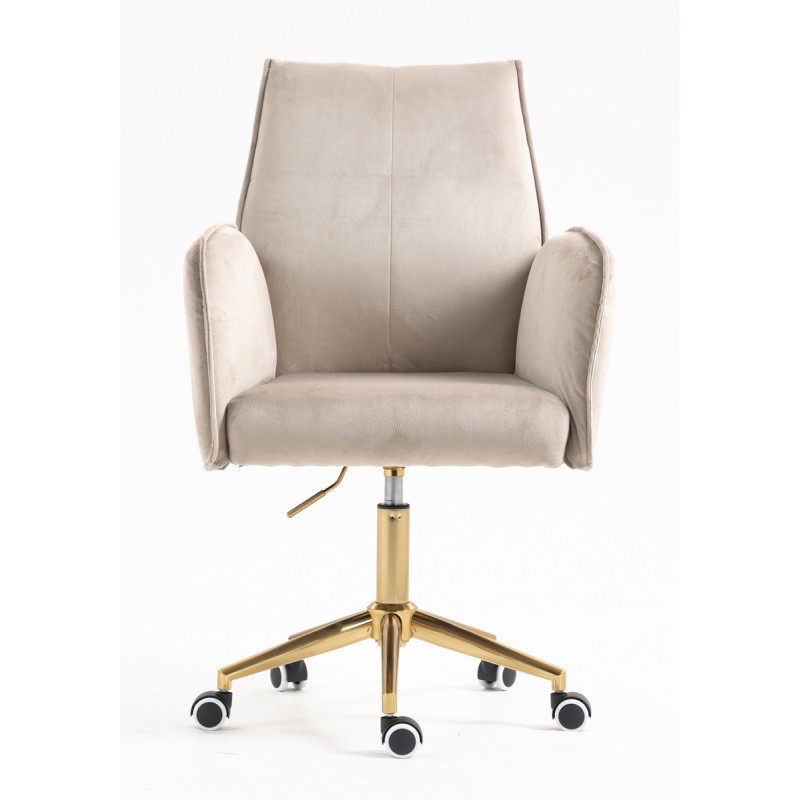 Fotel Hr280K Latte Welur Złota Podstawa