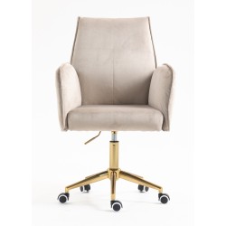 Fotel Hr280K Latte Welur Złota Podstawa