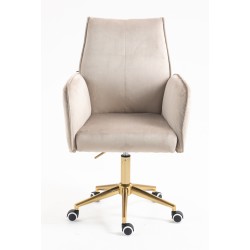 Fotel Hr280K Latte Welur Złota Podstawa