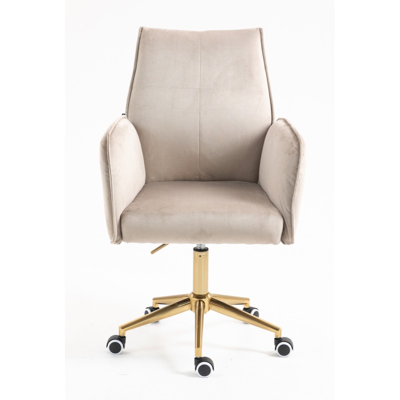 Fotel Hr280K Latte Welur Złota Podstawa