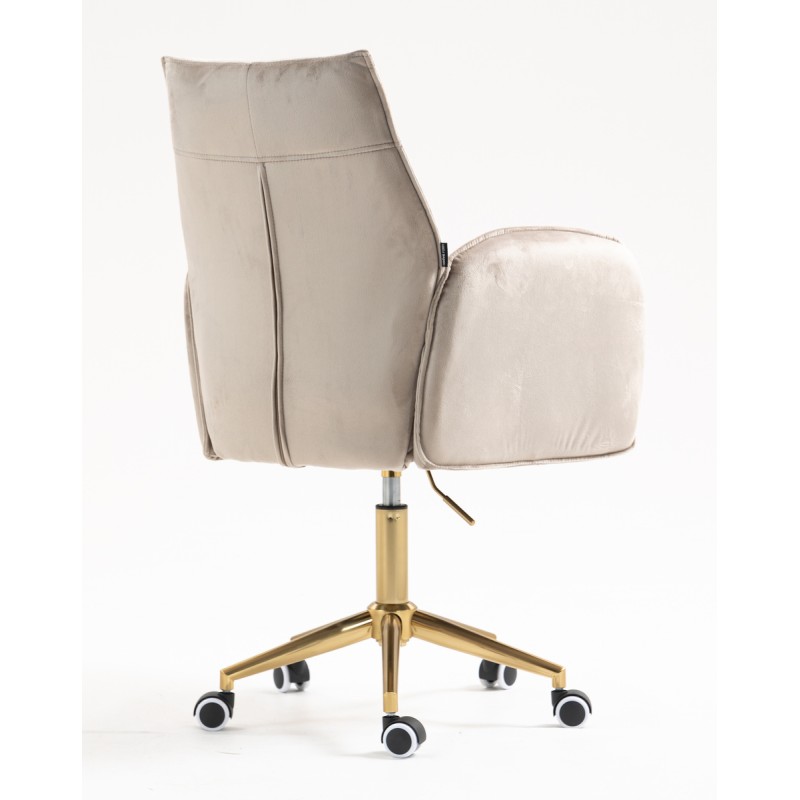 Fotel Hr280K Latte Welur Złota Podstawa