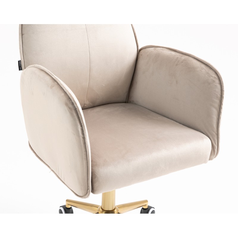 Fotel Hr280K Latte Welur Złota Podstawa