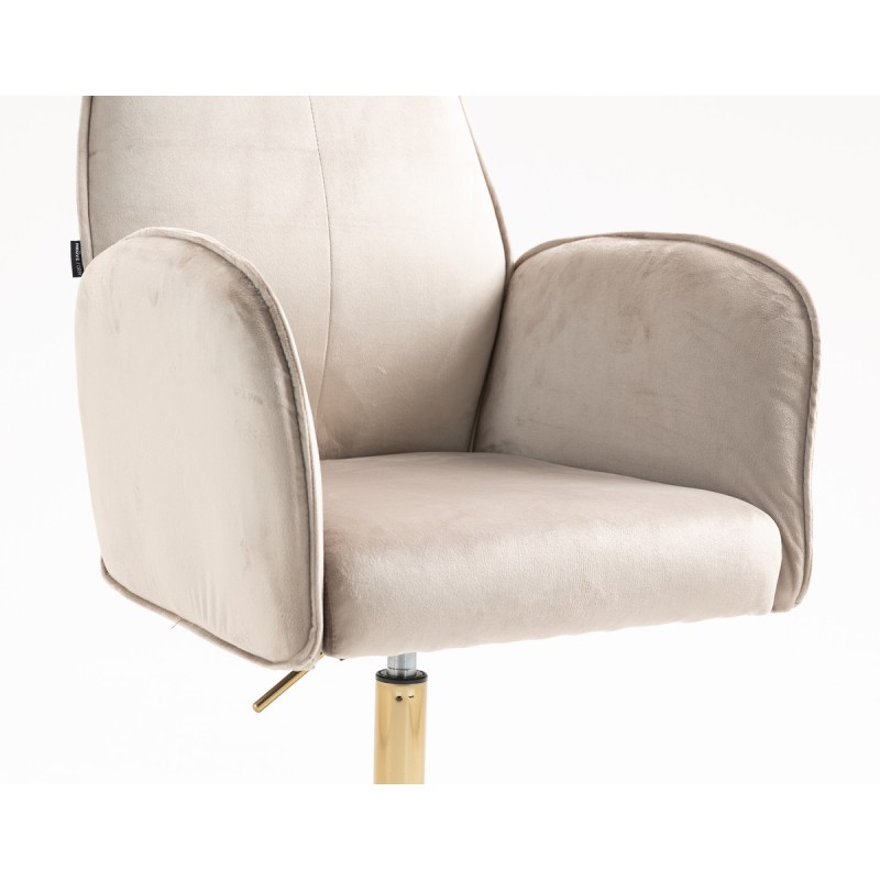 Fotel Hr280K Latte Welur Złota Podstawa