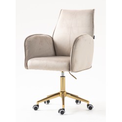 Fotel SETO K Latte Welur Złota Podstawa | Welur Premium