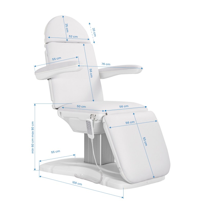 FOTEL KOSMETYCZNY ELEKTR. ECLIPSE 4 SILN. BIAŁY
