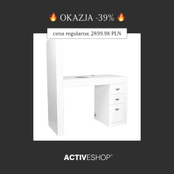 Biurko kosmetyczne 310 z pochłaniaczem kasetowym białe lewe