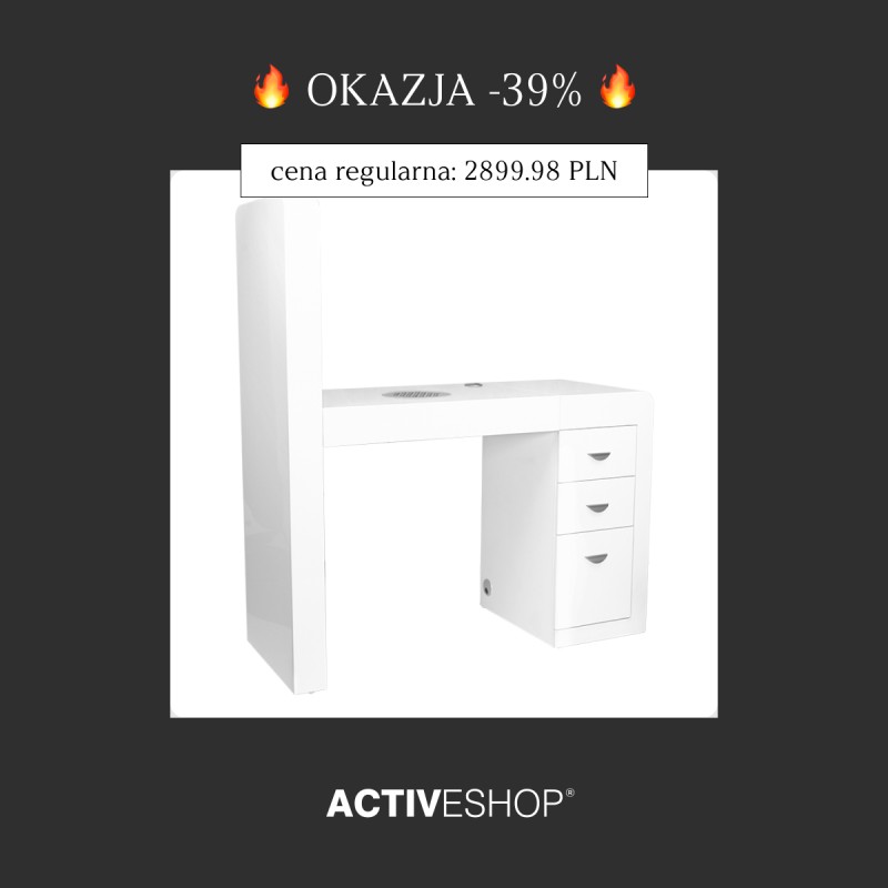 Biurko kosmetyczne 310 z pochłaniaczem kasetowym białe lewe