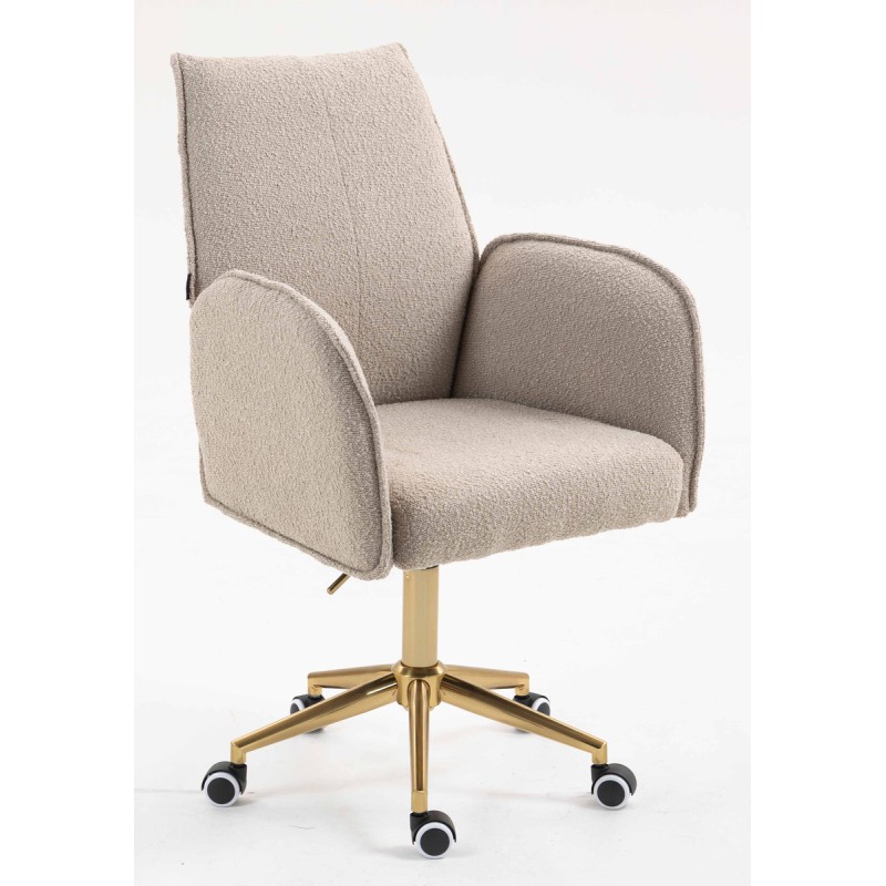 Fotel Hr280K Latte Baranek Złota Podstawa