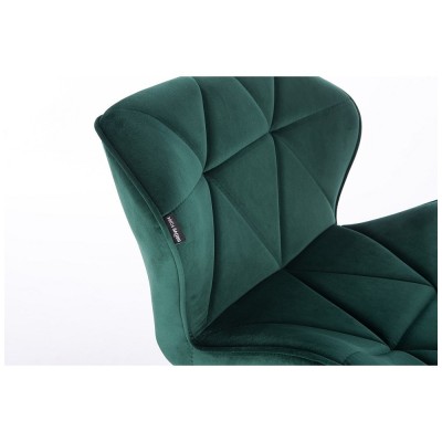 Krzesło kosmetyczne butelkowa zieleń welur PETYR -Krzesła kosmetyczne- 