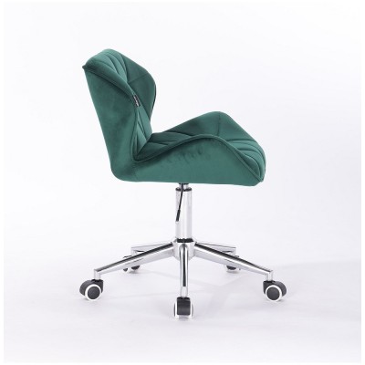 PETYR - Krzesło kosmetyczne butelkowa zieleń welur -Krzesła kosmetyczne- 