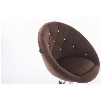 Blom Cristal - krzesło kosmetyczne tapicerowane czekoladowym welurem z kryształkami -Krzesła kosmetyczne- 