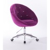 Blom Cristal - krzesło kosmetyczne tapicerowane fuksja welurem z kryształkami