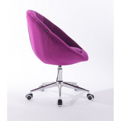 Blom Cristal - krzesło kosmetyczne tapicerowane fuksja welurem z kryształkami -Krzesła kosmetyczne- 
