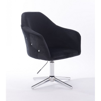 EDUARDO - Czarne tapicerowane krzesło kosmetyczne z kryształkami -Krzesła kosmetyczne- 