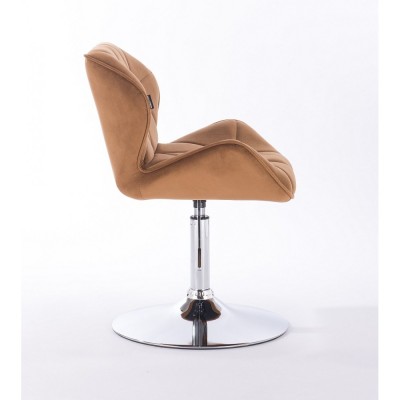 PETYR - Krzesło kosmetyczne miodowe dysk welur WYBÓR PODSTAW -Krzesła kosmetyczne- 