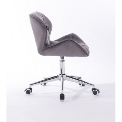 PETYR - Krzesło kosmetyczne grafitowe kółka welur -Krzesła kosmetyczne- 