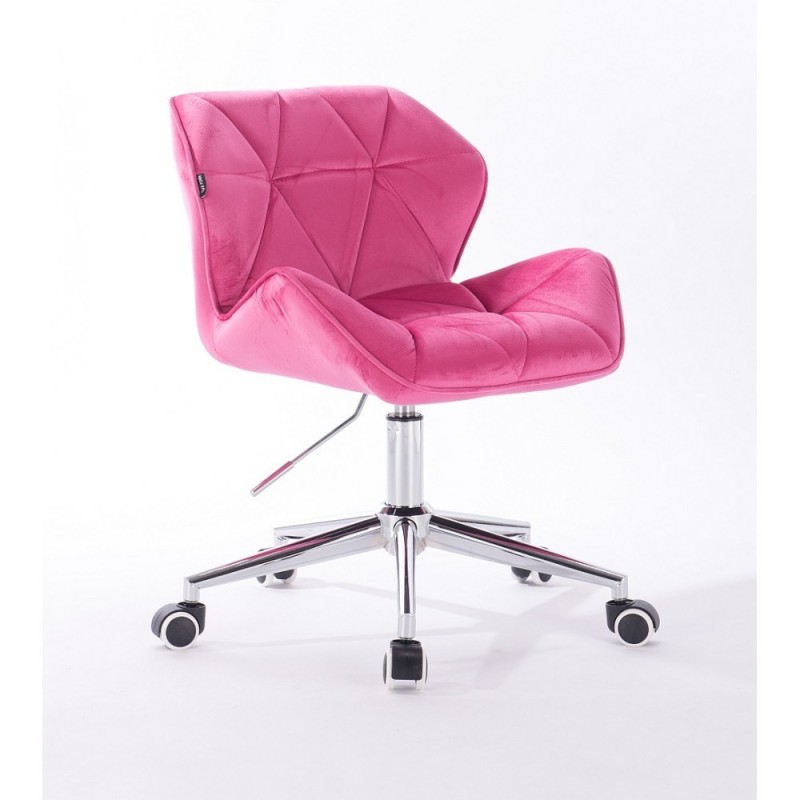 PETYR - Krzesło kosmetyczne malinowe kółka welur -Krzesła kosmetyczne- 